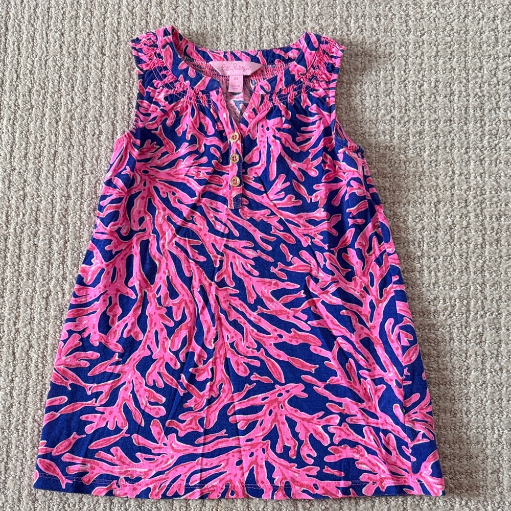 Lilly Pulitzer Coral Print Kids Sleeveless Dress